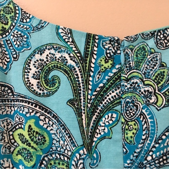 346 Brooks Brothers Paisley Green A Line Dress Sleeveless Lined Womens Size 8 - Picture 6 of 7